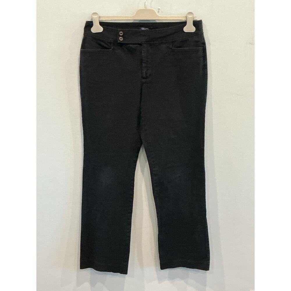 Chaps Womens‎ Boot Cut Chino Pants Size 12 Black Preppy Y2K Workwear Office